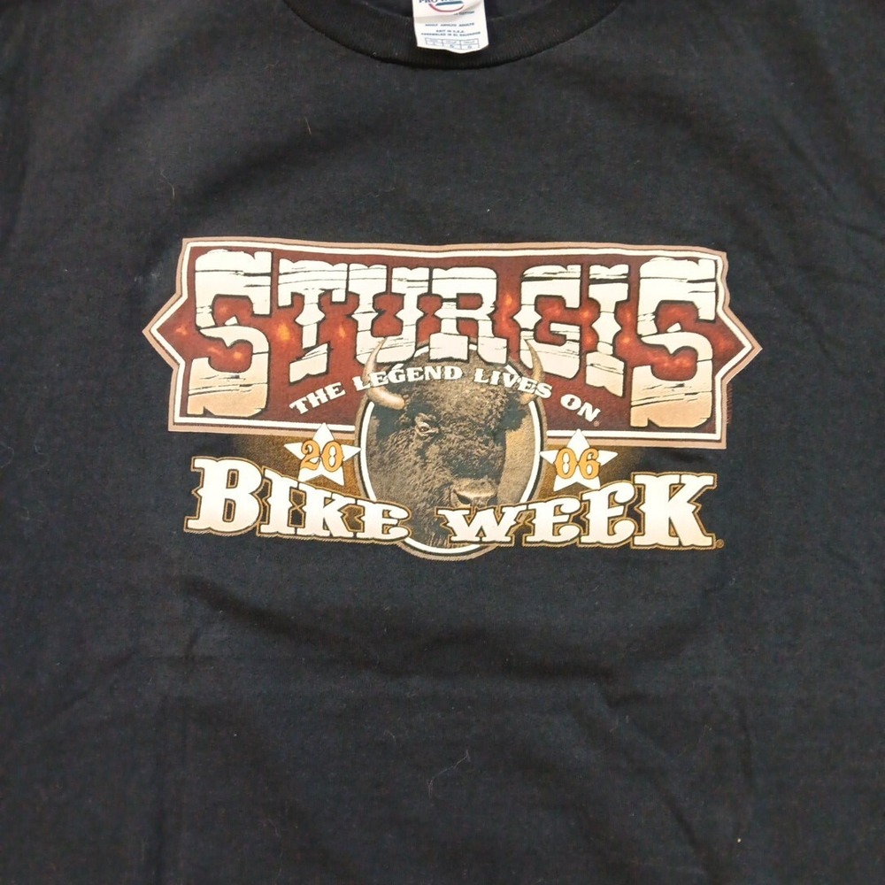 Harley Davidson T-shirt LARGE VTG Sturgis 2006 Buffalo PUFF INK John Lear Signed - Picture 3 of 10